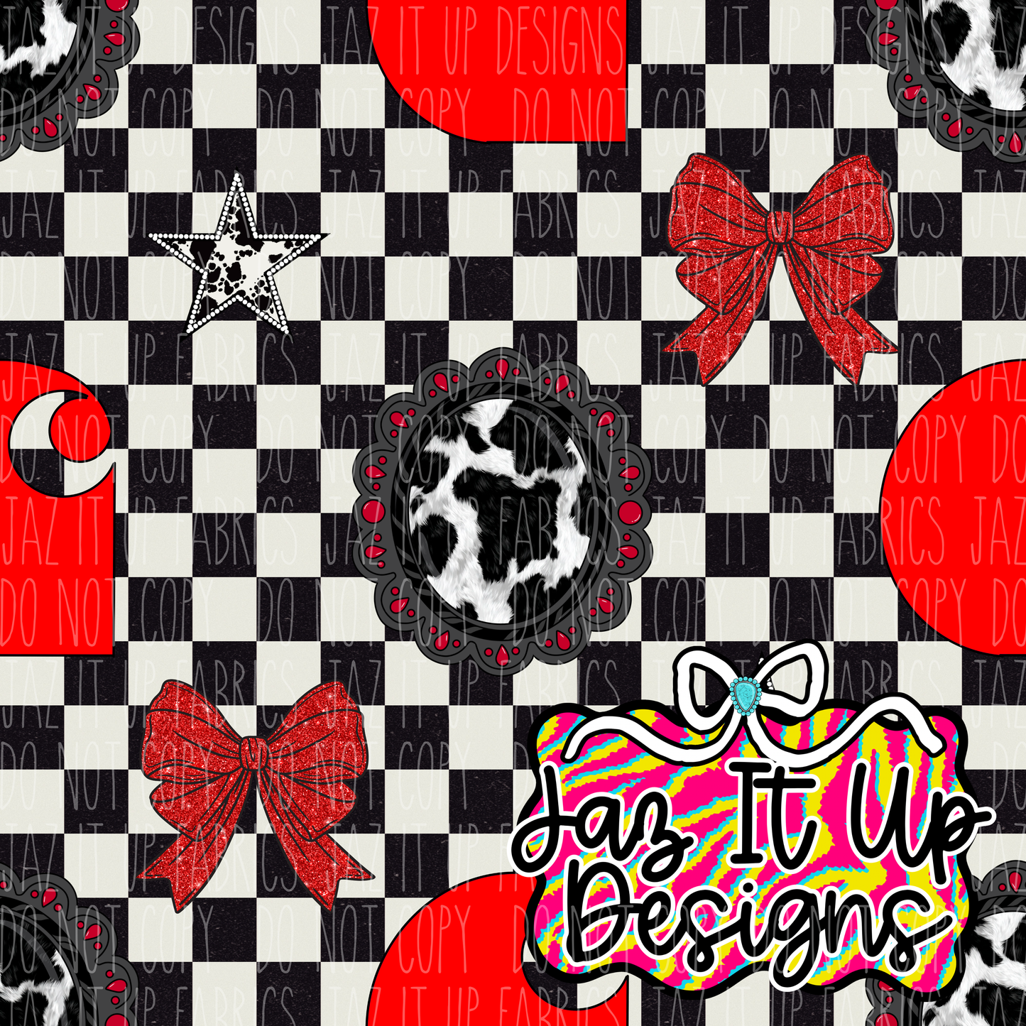 *Digital File* Cow Concho Car 300DPI Seamless File