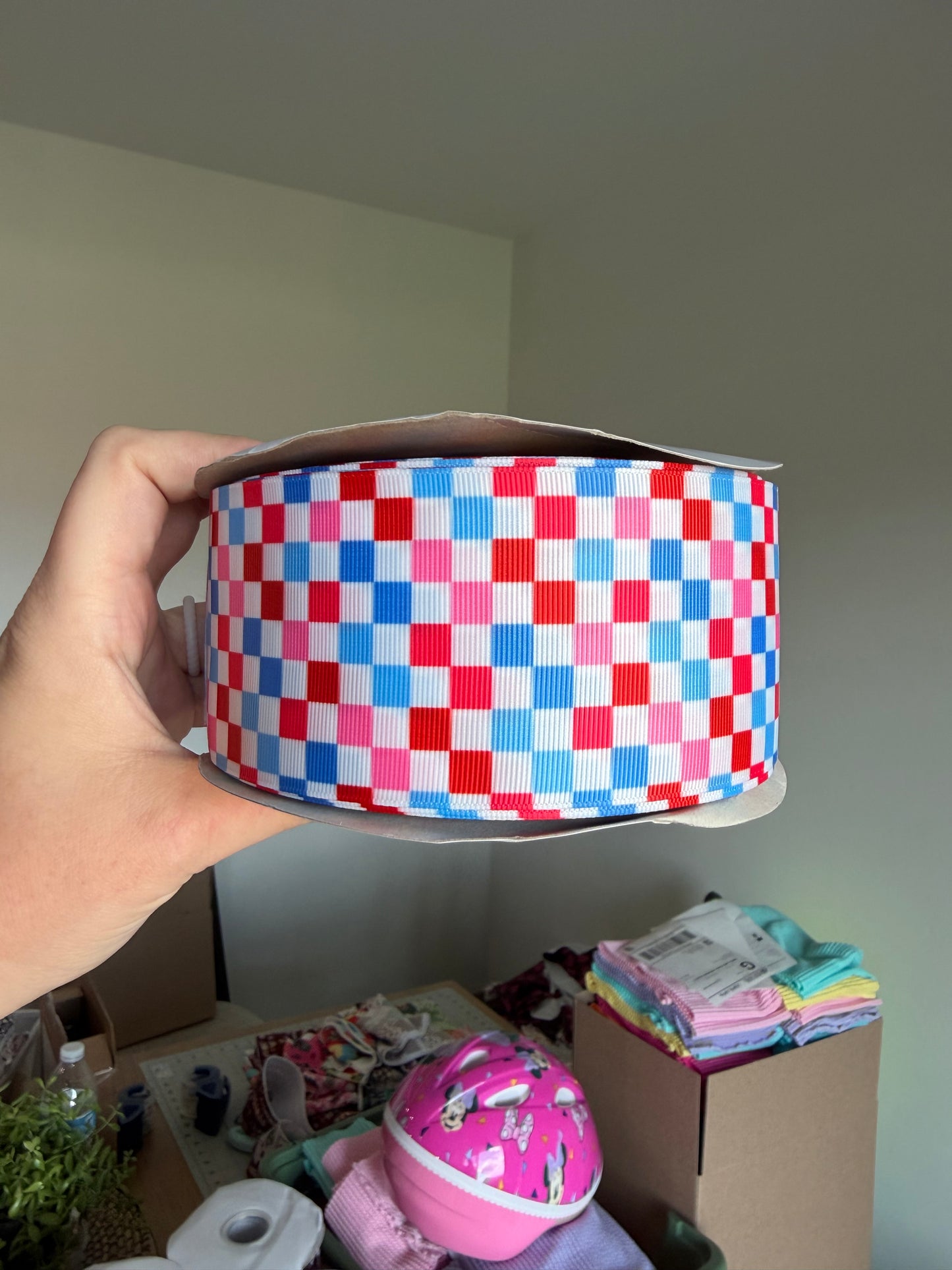 2.5” Grosgrain RWB Check Ribbon (by the yard)