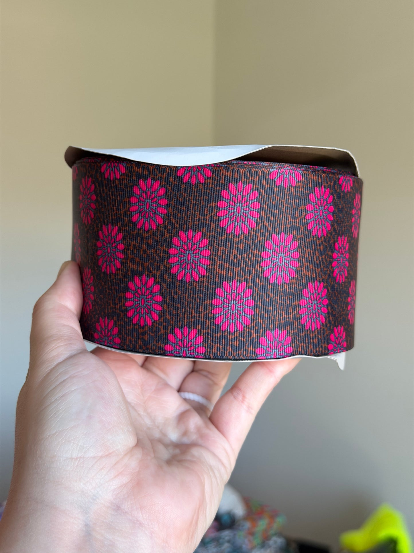 3” Grosgrain Pink Concho Ribbon (by the yard)