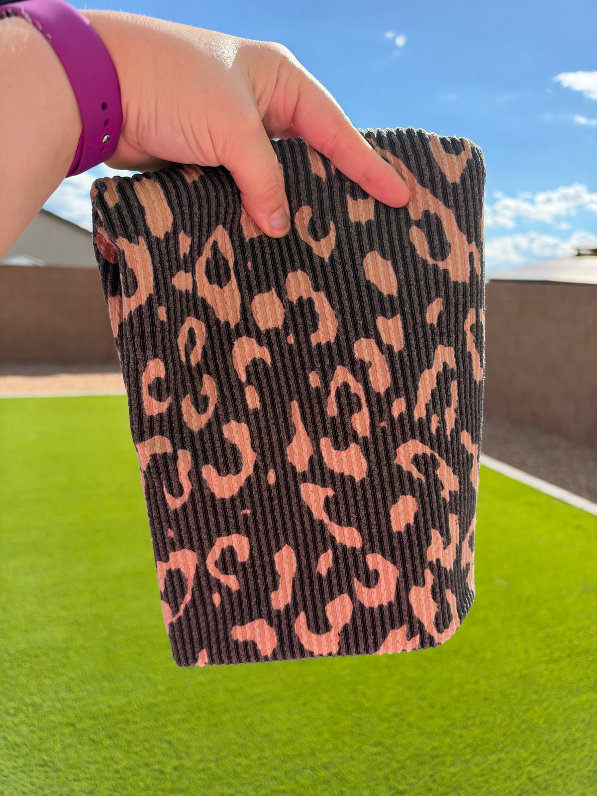 Single Yd Cut Urban Rib - Black & Gold Leopard
