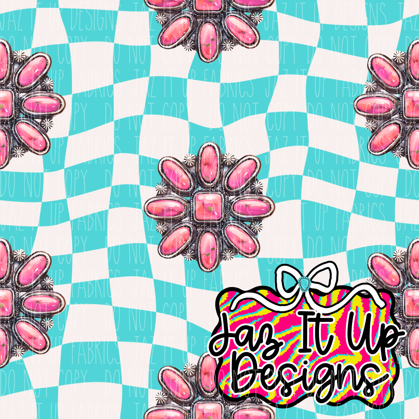 *Digital File* Turquoise Check 300DPI Seamless File