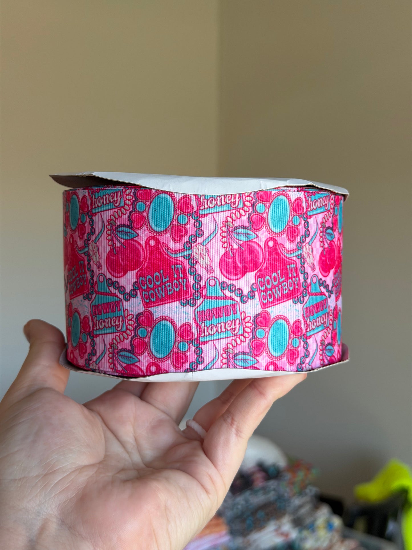 3” Grosgrain Cool it Cowboy Ribbon (by the yard)