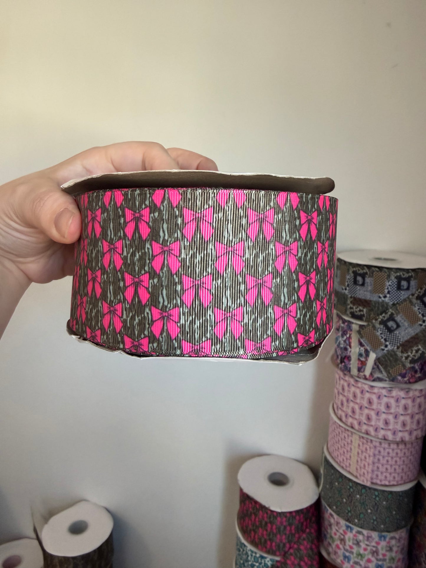 2.5” Grosgrain Camo Bows Ribbon (by the yard)