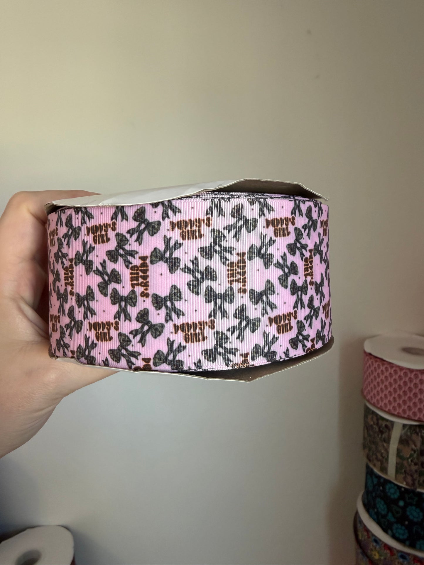 2.5” Grosgrain Daddy’s Girl Ribbon (by the yard)