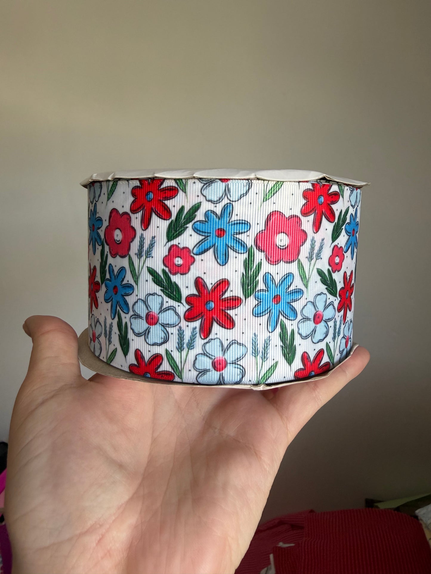 3” Grosgrain RWB Floral Ribbon (by the yard)