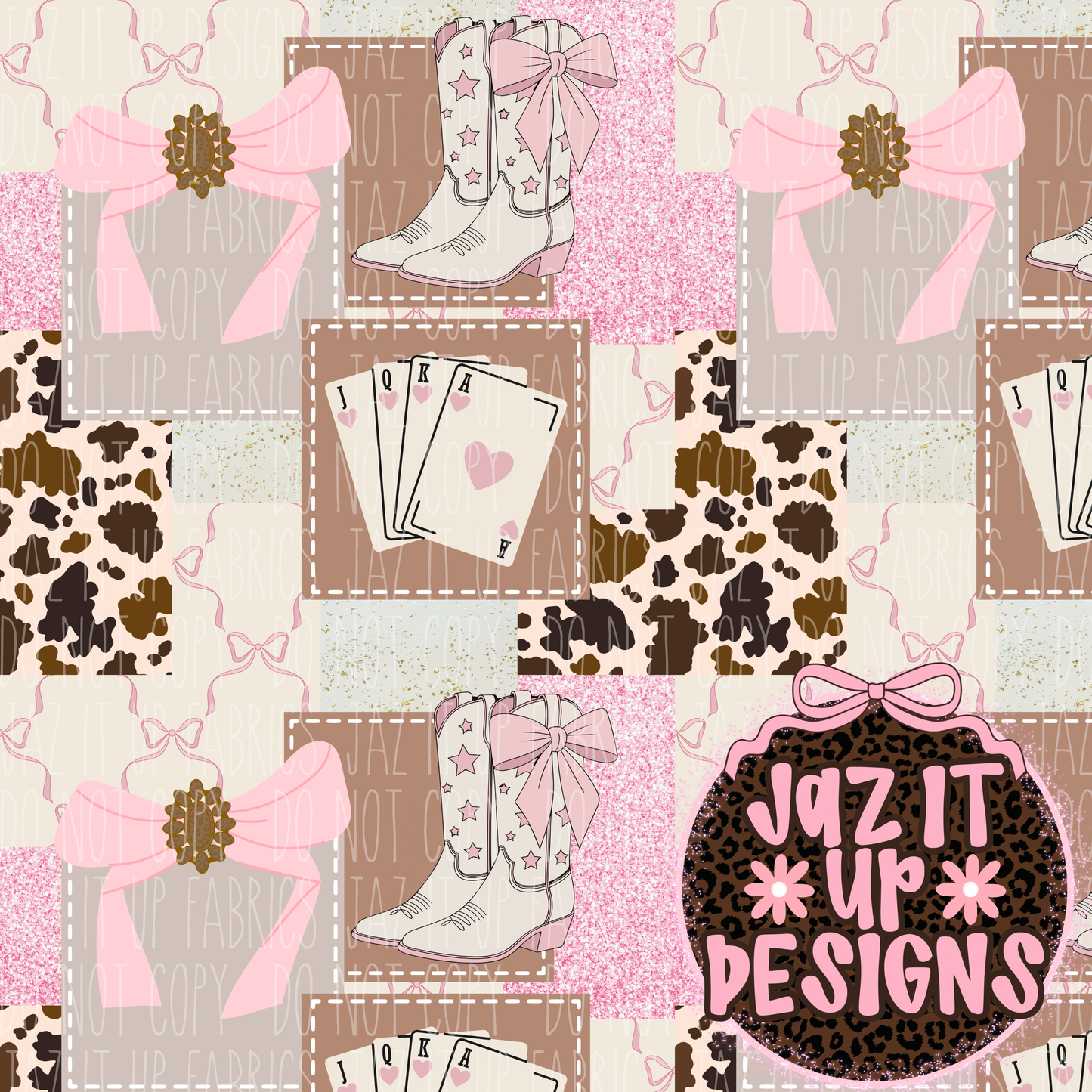 *Digital File* Pink Western Patch 300DPI Seamless File