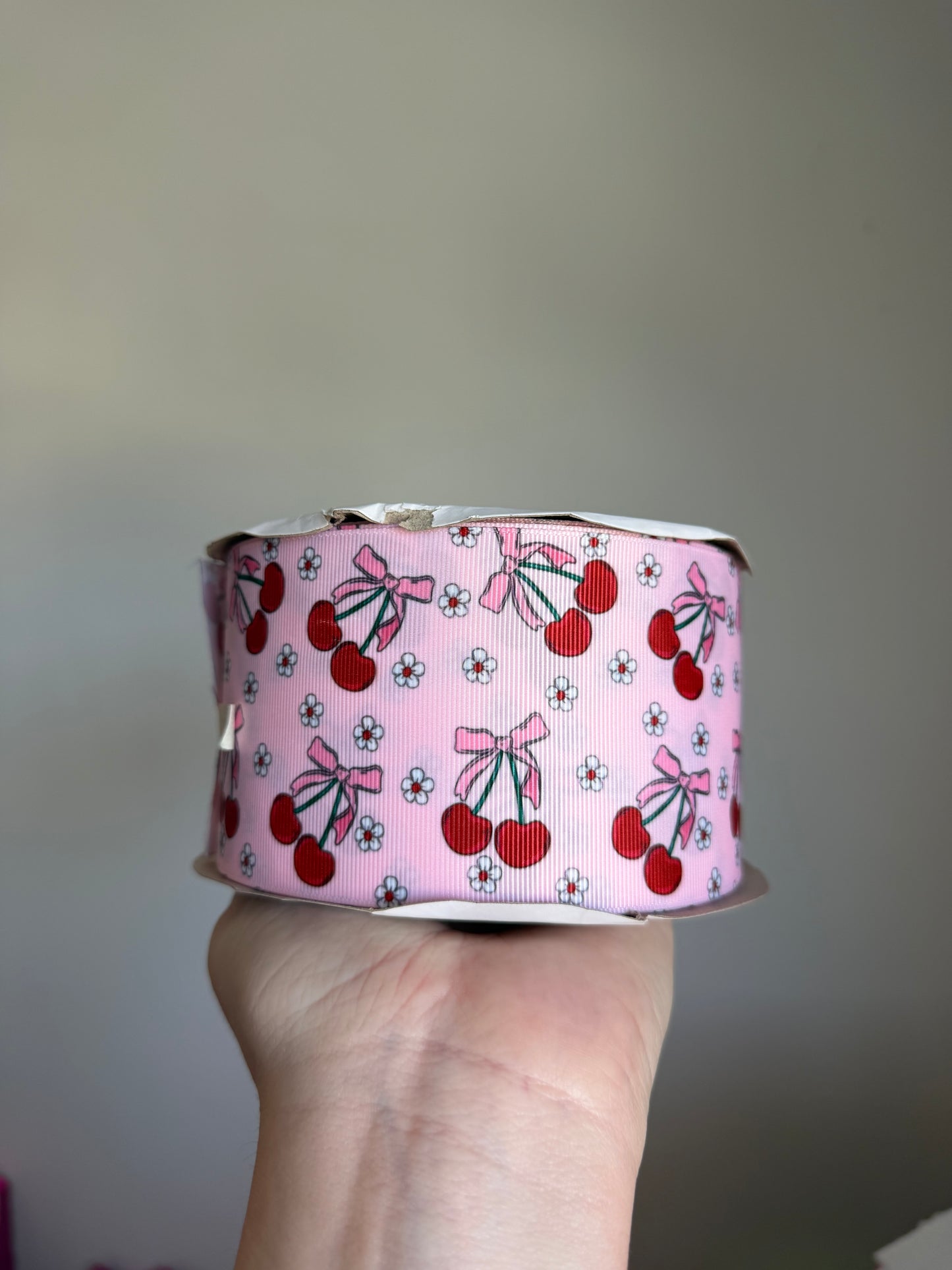 3” Grosgrain Cherry Ribbon (by the yard)