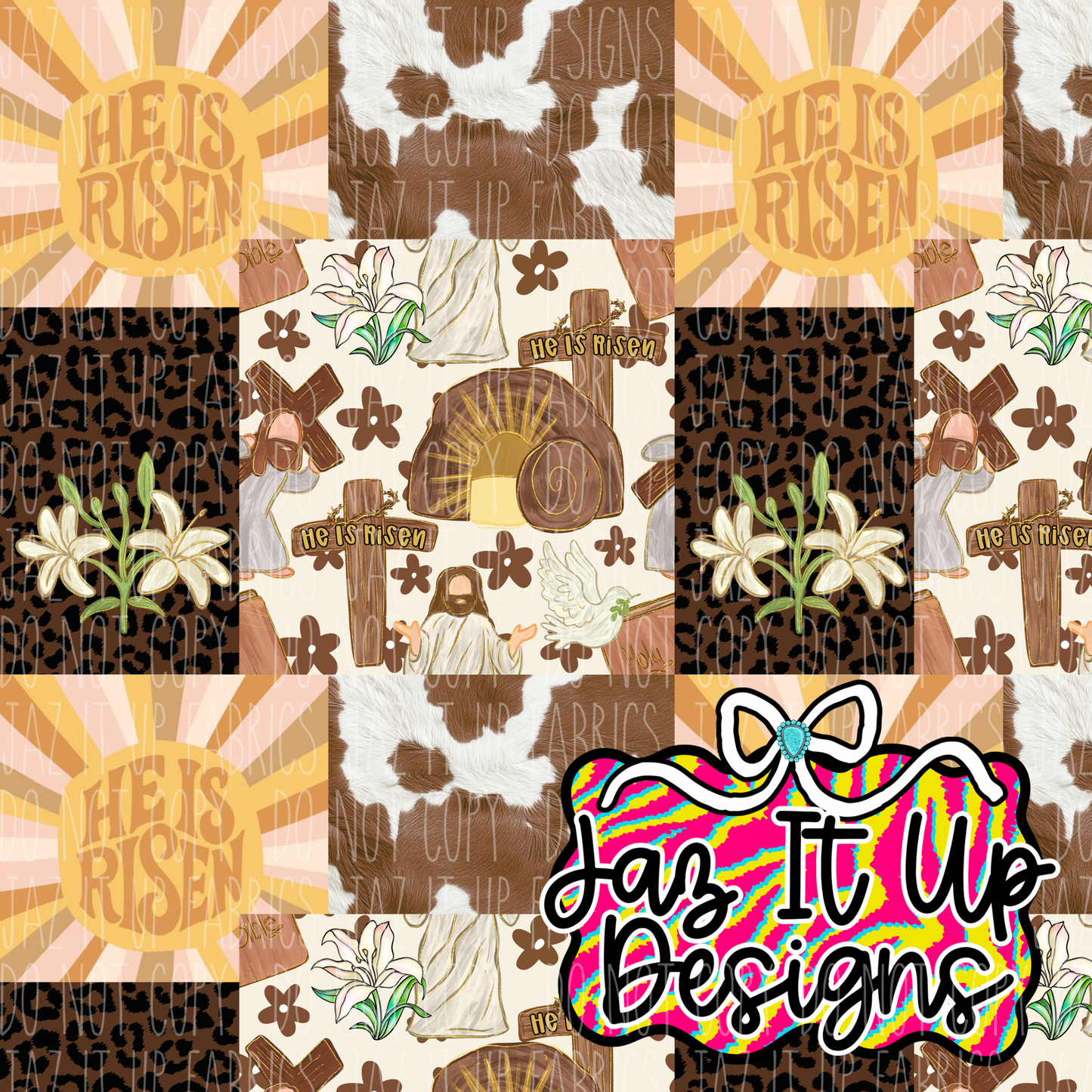 *Digital File* He Is Risen Patch 300DPI Seamless File