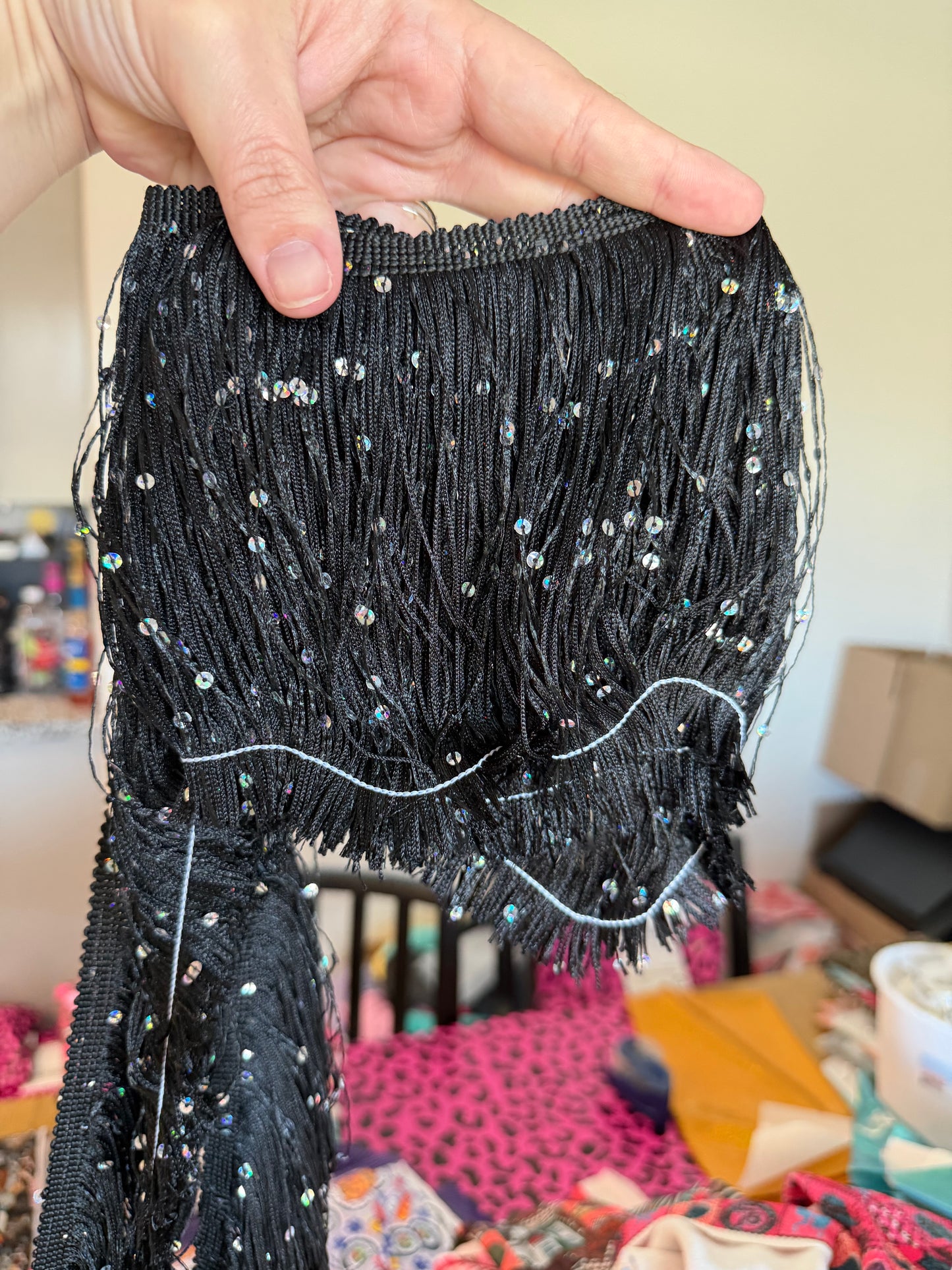 Black Sequin 5” Fringe