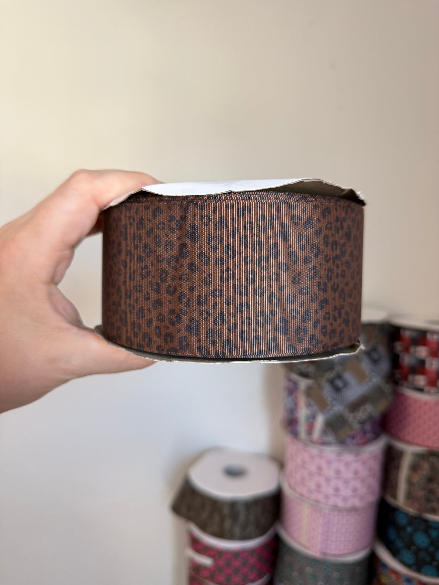 2.5” Grosgrain Leopard Ribbon (by the yard)