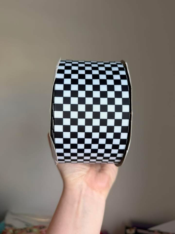3” Grosgrain Checkered Ribbon (by the yard)