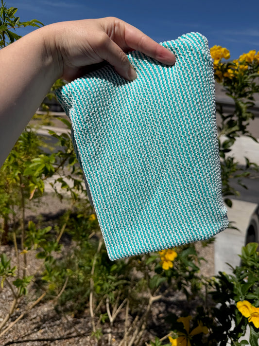 Single Yd Cut Urban Rib - Teal White Duo