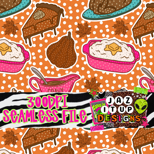*Digital* 300DPI Seamless Dopamine Thanksgiving + Cord