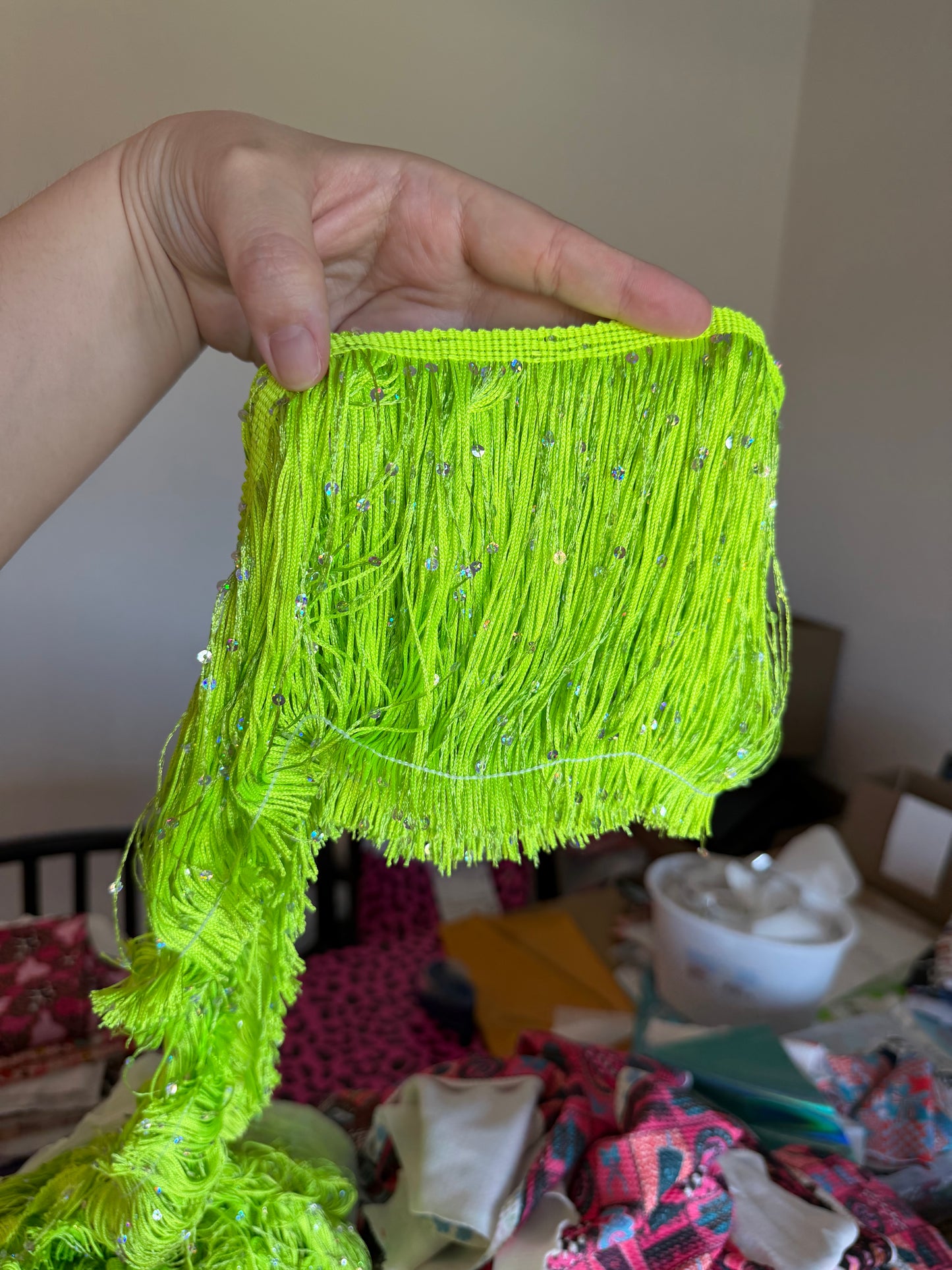 Lime Sequin 5” Fringe