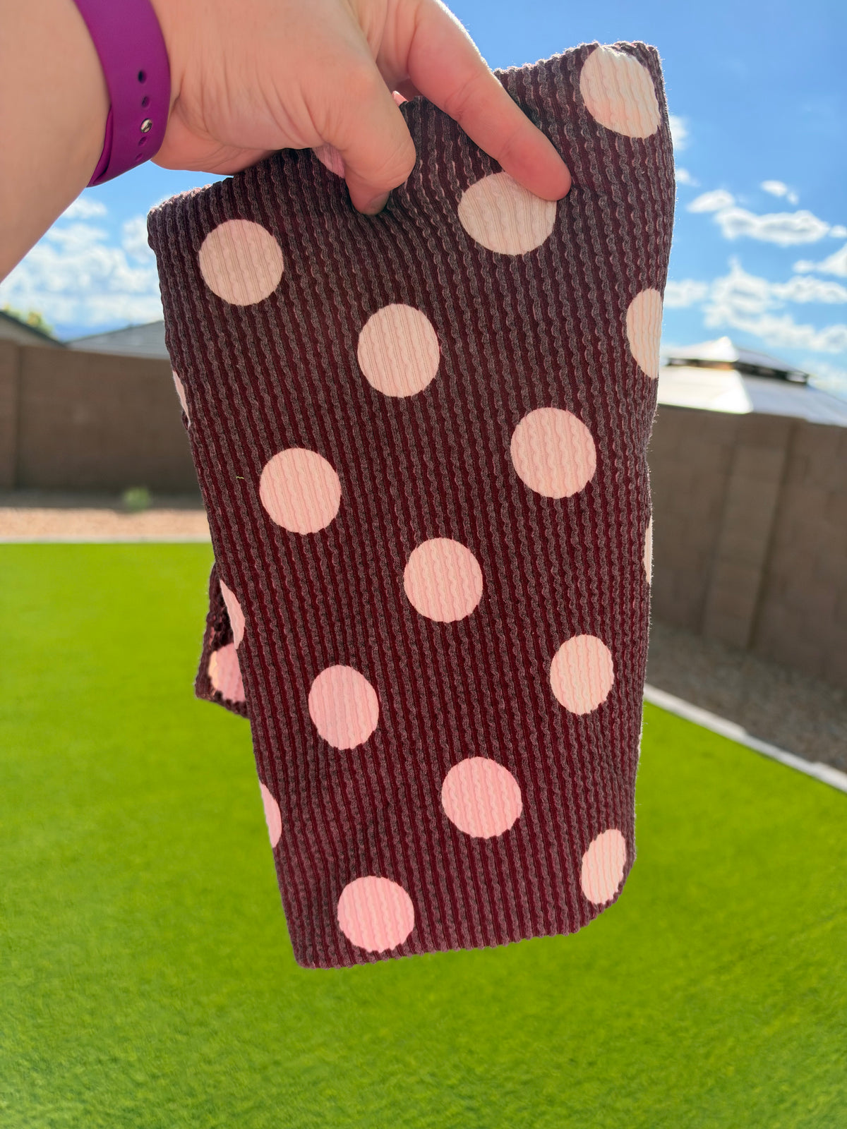 Single Yd Cut Urban Rib - Cranberry Dots