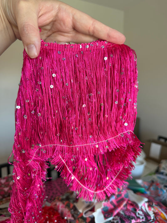 Pink Sequin 5” Fringe
