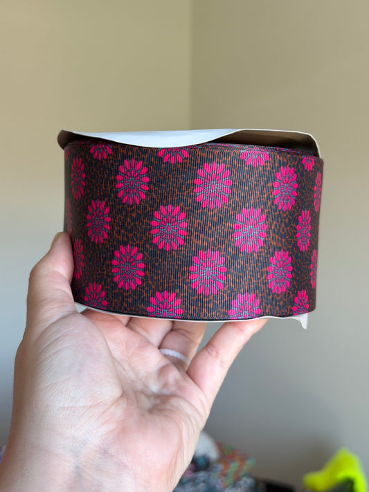 3” Grosgrain Pink Concho Ribbon (by the yard)