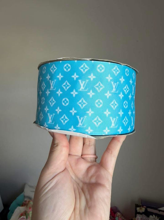 3” Grosgrain Blue Boujee Ribbon (by the yard)