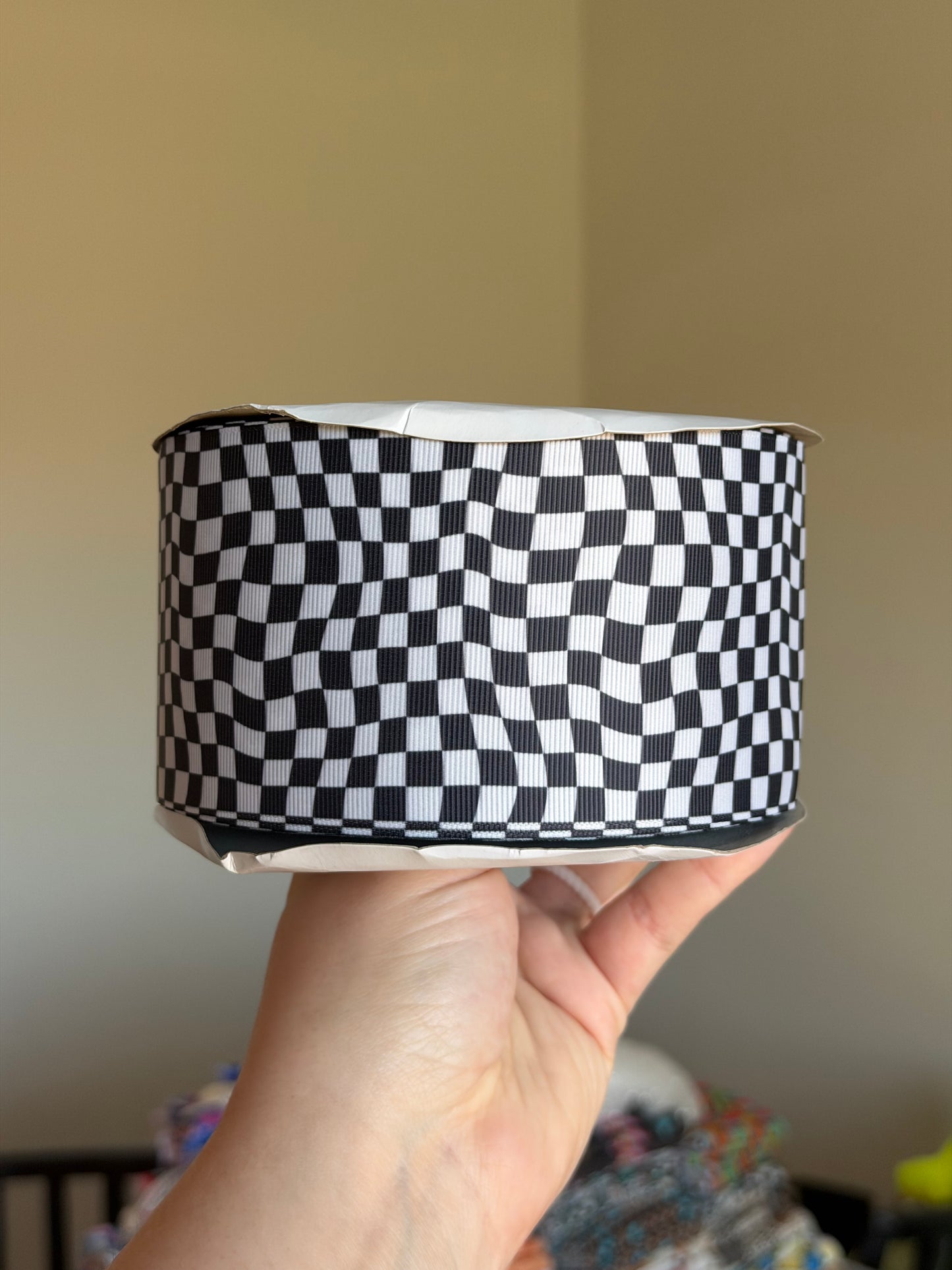 3” Grosgrain Wavy Check Ribbon (by the yard)
