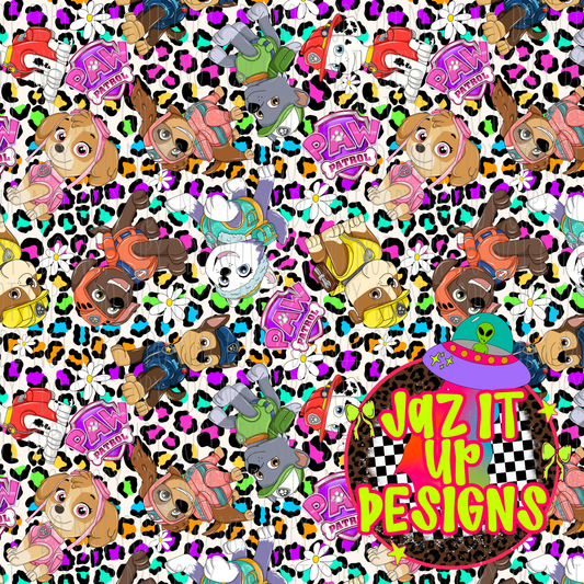 *Digital File* Neon Pups 300DPI Seamless File