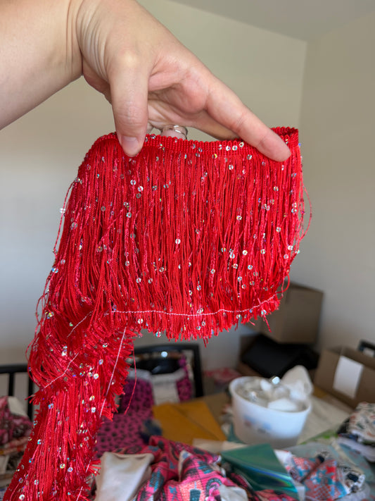 Red Sequin 5” Fringe