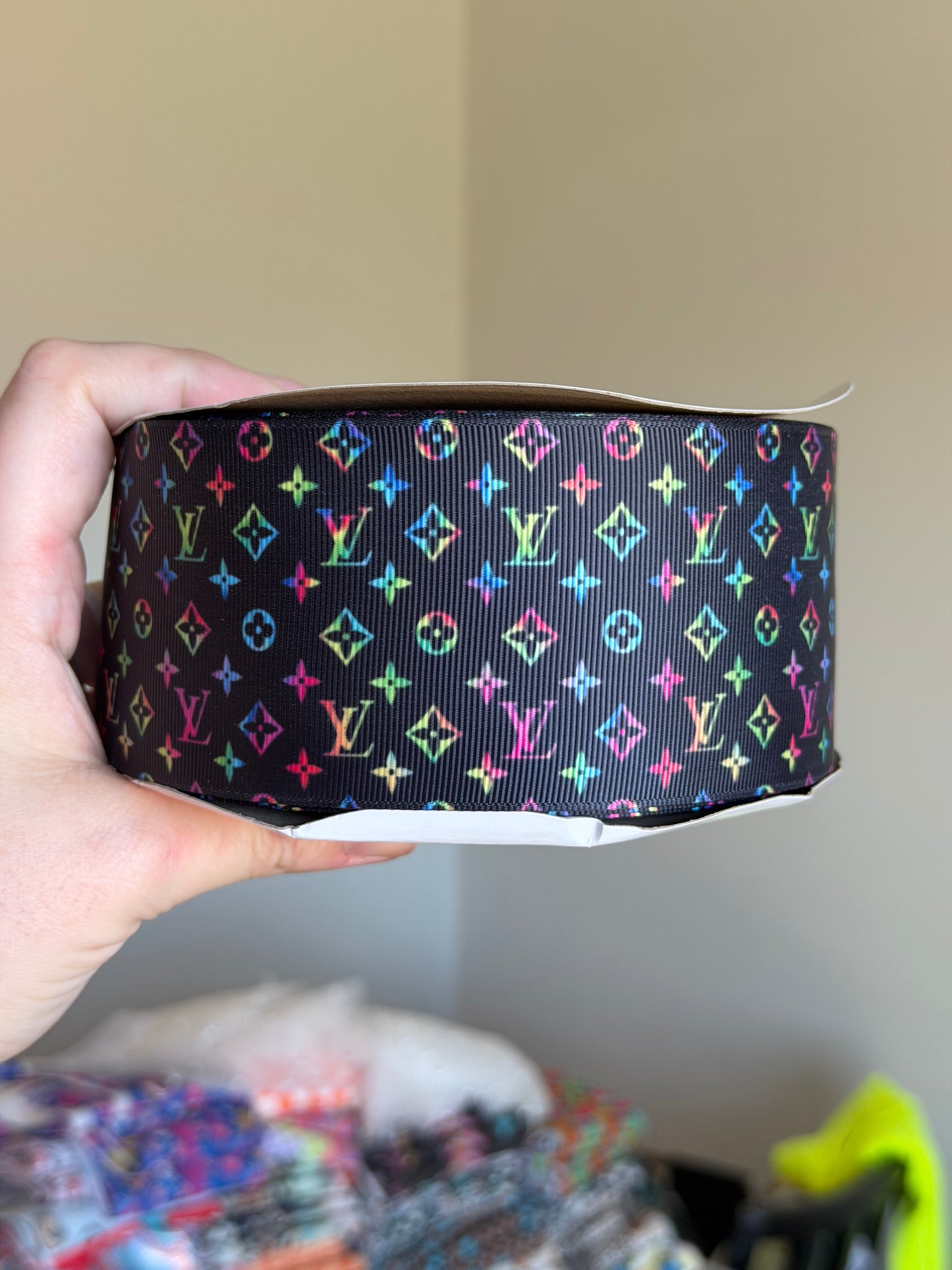 2.5” Grosgrain Rainbow Boujee Ribbon (by the yard)
