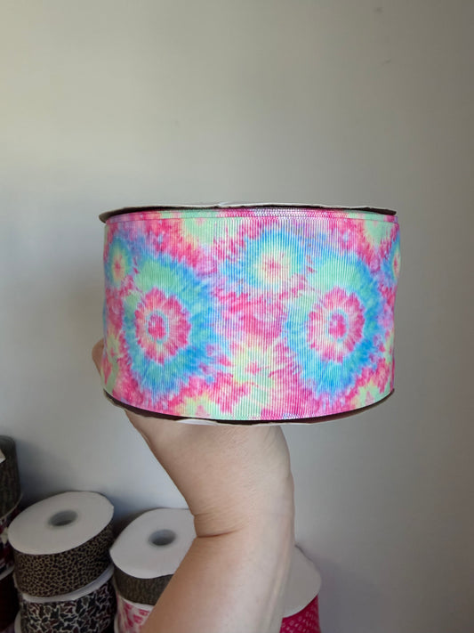 3” Grosgrain Tie Dye Ribbon (by the yard)