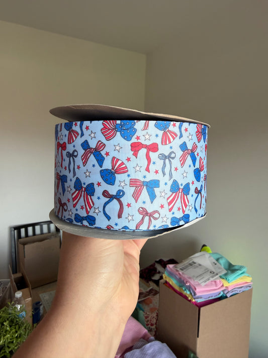 3” Grosgrain RWB Coquette Ribbon (by the yard)