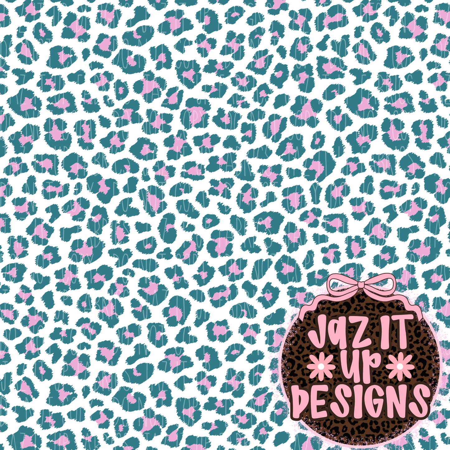 *Digital File* Teal Pink Leopard 300DPI Seamless File
