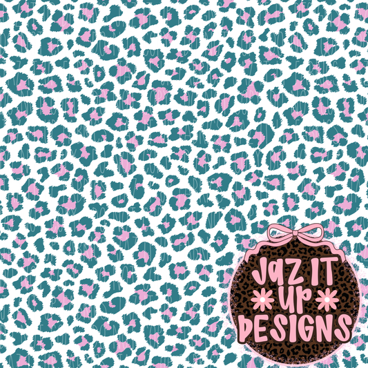 *Digital File* Teal Pink Leopard 300DPI Seamless File