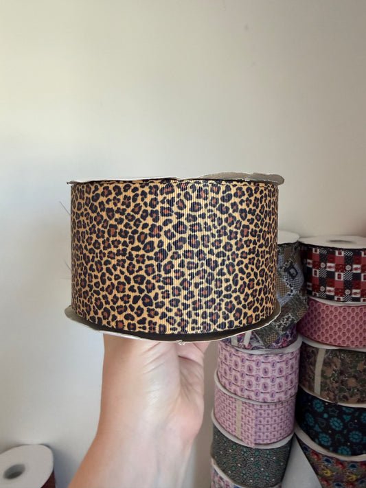 3” Grosgrain Leopard Ribbon (by the yard)