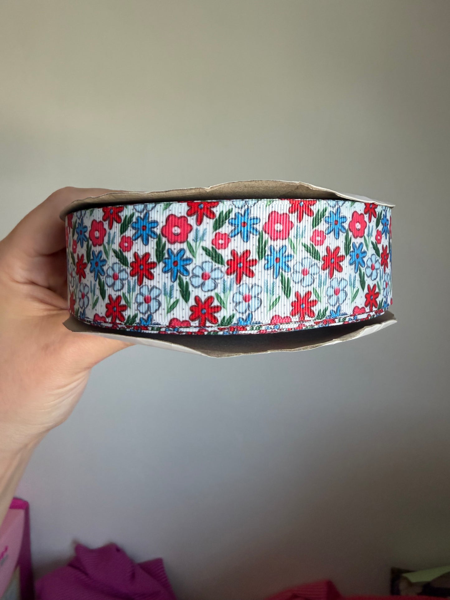 1.5” Grosgrain RWB Floral Ribbon (by the yard)