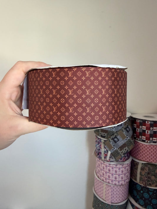 2.5” Grosgrain Brown Boujee Ribbon (by the yard)