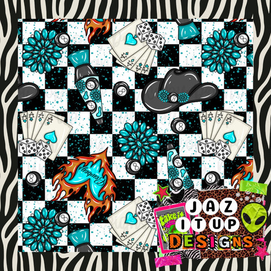 *Digital* 300DPI Seamless Western Dopamine - Checkers