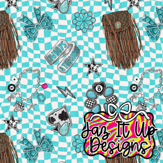 *Digital File* Cowboys & Turquoise 300DPI Seamless File