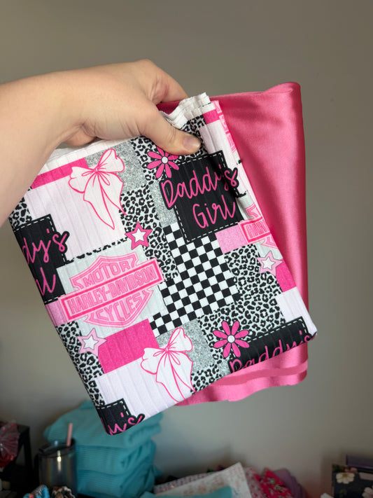 Daddy’s Girl Wide Rib 1Y + Pink Satin Stretch 1Y