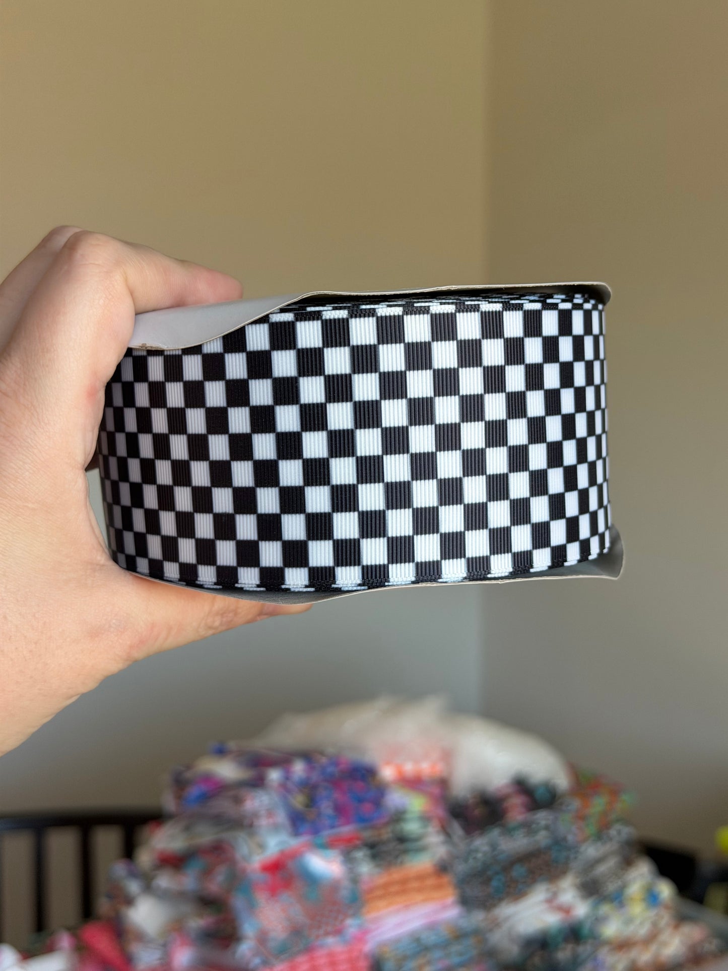 2.5” Grosgrain Check Ribbon (by the yard)