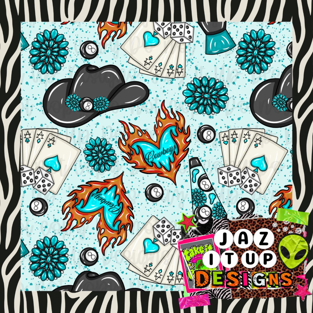 *Digital* 300DPI Seamless Western Dopamine - Blue
