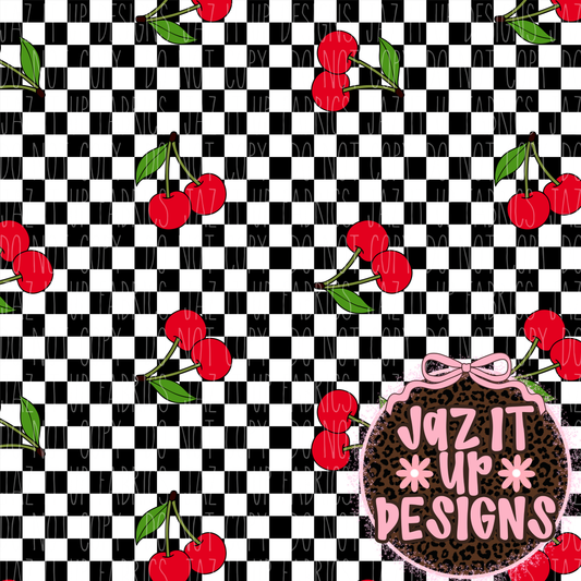 *Digital File* Checkered Cherries 300DPI Seamless File