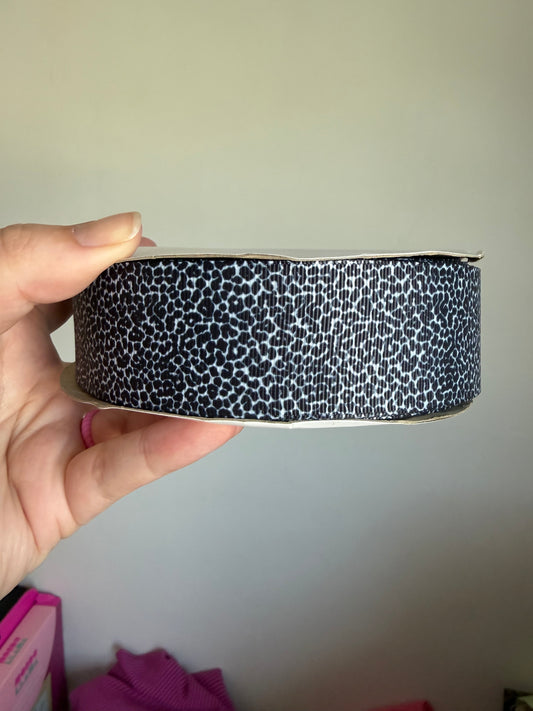 1.5” Grosgrain BW Leopard Ribbon (by the yard)