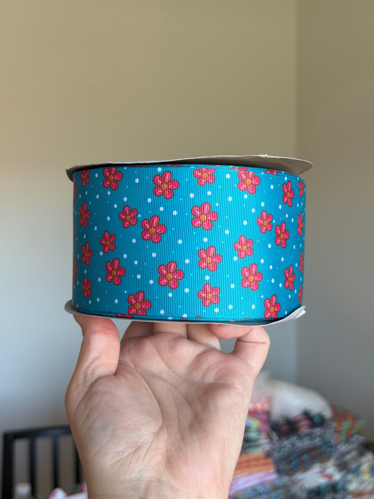 3” Grosgrain Floral Cord Ribbon (by the yard)