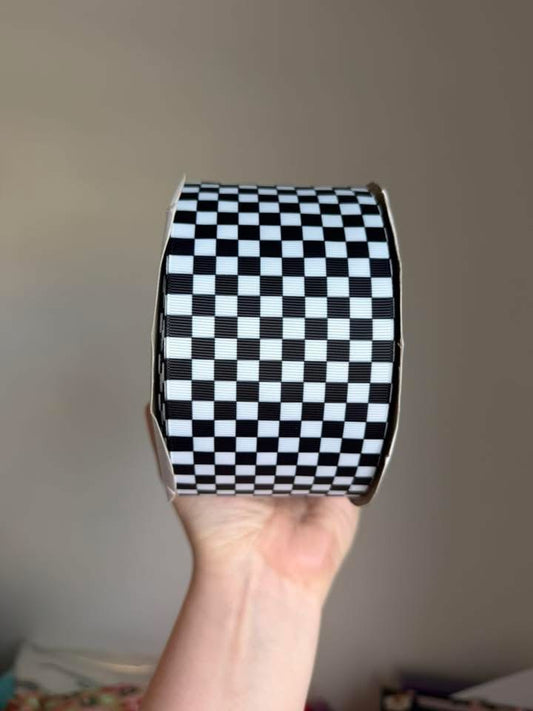 3” Grosgrain Checkered Ribbon (by the yard)