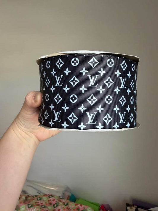 3” Grosgrain Black Boujee Ribbon (by the yard)